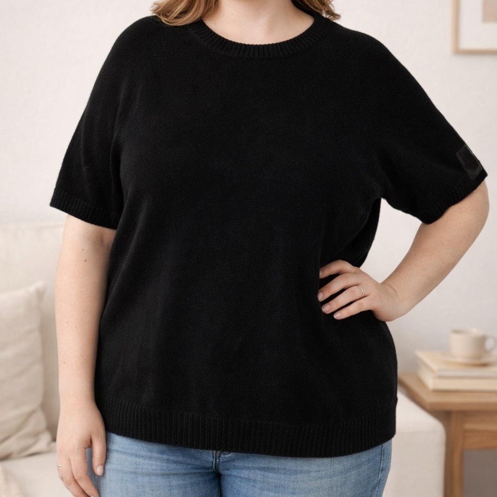 Carolyn Taylor Black Short Sleeve Sweater Top | Classic Knit | Plus Size 1X